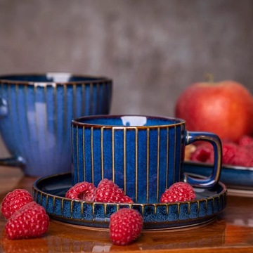 Фарфоровые чашки Altom Design Reactive Stripes 220 мл с блюдцем, 4 шт.