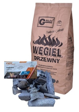 Bieszczadzki węgiel grillowy 10 kg + podpałka szara 24 + zapałki długie