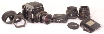 Полный комплект Mamiya RB67 из 3 линз и 3 кассет.