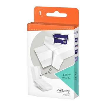 Matopat Soft, plaster z opatrunkiem włókninowy, 6 cm x 1 m, 1 sztuka