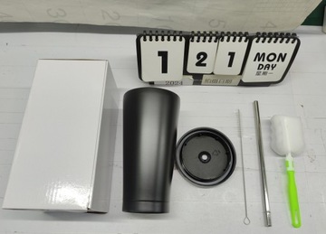 БУТЫЛКА ДЛЯ ПИТЬЯ ТЕРМАЛЬНАЯ КРУЖКА 500МЛ С СОЛОМКОЙ И ЩЕТКОЙ