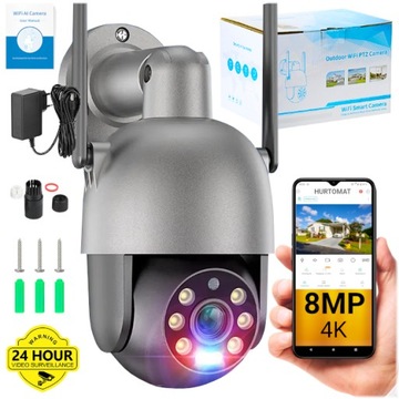 OBROTOWA KAMERA ZEWNĘTRZNA WIFI 4K 8MP UHD UltraHD