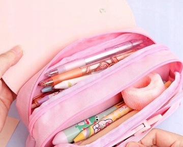 PIÓRNIK SZKOLNY 3D KOT DLA DZIEWCZYNKI MIĘKKI KOTEK RÓŻOWY KOSMETYCZKA