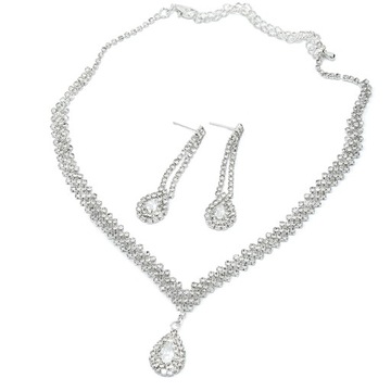 KOMPLET SREBRNY CRYSTAL SZKLANE CYRKONIE