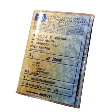 OKŁADKA ETUI NA DOWÓD REJESTRACYJNY PRZEZROCZYSTA