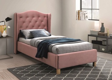 ŁÓŻKO ASPEN VELVET 90X200 DĄB BLUVEL 52 RÓŻ