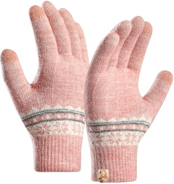 Dotykowe Rękawiczki nordycki wzór ciepłe zimowe