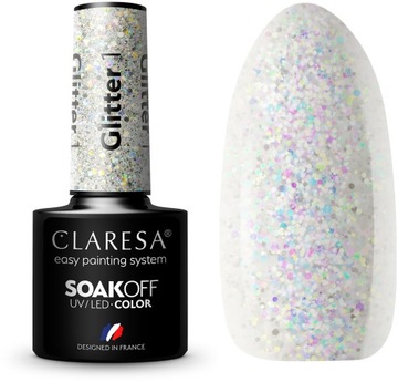 Claresa lakier hybrydowy GLITTER 1 brokatowy 5g