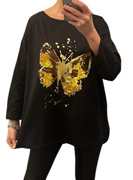 MODNA BLUZKA TUNIKA OVERSIZE CUDNY MOTYL 3D roz.46/3XL 48/4XL