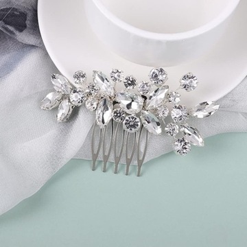 Kryształowy grzebień do włosów ozdoba srebrna spinka ślubna dekoracja
