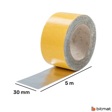 Лента теплоизоляционная, серебряная пленка, 30 мм, выдерживает 600 градусов.