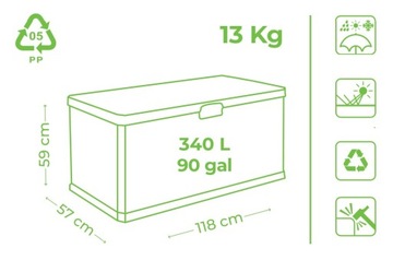 Садовый сундук 340 л для террасы, балкона, балкона