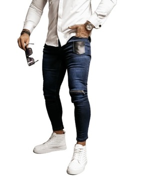 Spodnie męskie jeansowe OLAVOGA CLARK granatowe - 38