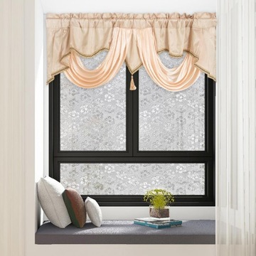 Oddychająca zasłona okienna z kieszenią na drążek, panele okienne, szampan