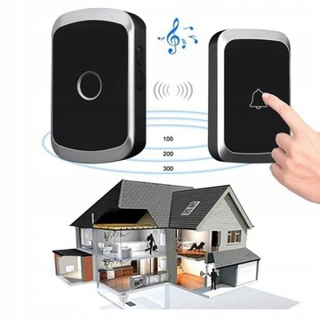 ПРОСТОЙ БЕСПРОВОДНОЙ ДВЕРНОЙ ЗВОНОК + 2x ПЕРЕДАТЧИКА A2, Водонепроницаемый IP44