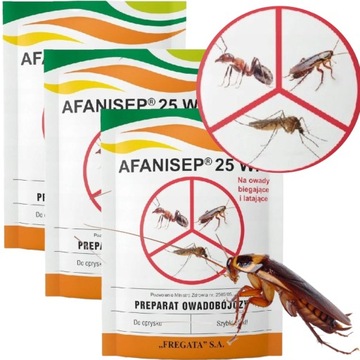 3x Afanisep 25WP 25g na pchły rybiku karaluchy na owady latające biegające