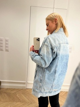 KURTKA jeansowa dżinsowa damska długa cyrkonie włoska r. 38 M