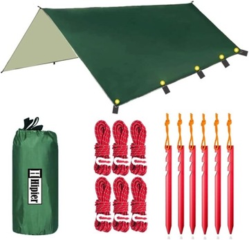 PLANDEKA NAMIOTOWA KEMPINGOWA 3 x 4m WODOODPORNA TARP NAMIOT + AKCESORIA