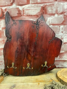 Деревянная настенная вешалка для ключей Собака Питбуль