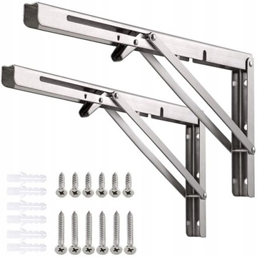 2X WSPORNIK BLATU PÓŁKI SKŁADANY 40cm 150kg SREBRO