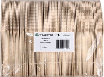 Drewniane ekologiczne noże jednorazowe do grilla 100 szt.