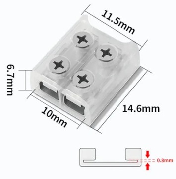 Быстрый разъем для светодиодной ленты COB, двухсторонний винт длиной 10 мм.