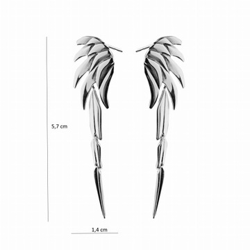 Kolczyki srebrne wiszące długie Skrzydła Anioła