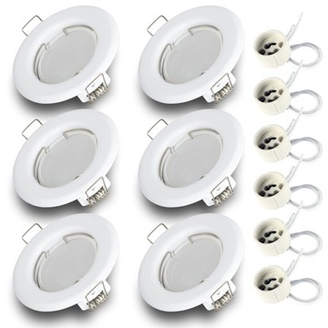 6x Oprawa wpuszczana halogenowa + żar LED GU10 7W
