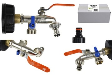 2x кран 1/2 + ПРОБКА-адаптер клапана Mauzer IBC 1000L РАСПРЕДЕЛИТЕЛЬНЫЙ бак