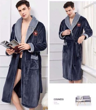 Теплый мужской халат с карманами, размеры L-4XL, L