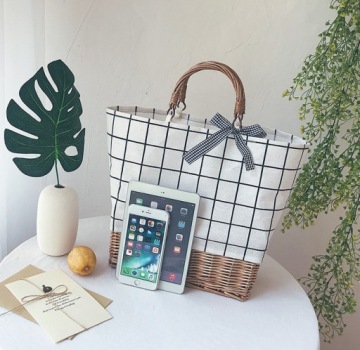 СУМКА-КОРЗИНА НА ПЛЕЧЕ БОХО СОЛОМА T199 БЕЖЕВЫЙ XXL