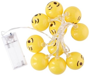 Lampki emotki girlanda na sznurze 10 LED 1,2m