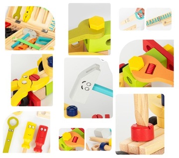 ЧЕМОДАН С ИНСТРУМЕНТАМИ ДЛЯ ДЕТЕЙ ДЕРЕВЯННЫЙ НАБОР DIY 35 ПРЕДМЕТОВ.
