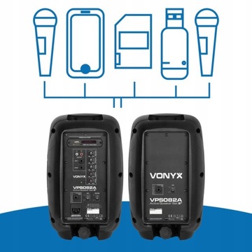 Комплект из 2 микрофонных колонок со светодиодной подсветкой Active Bluetooth