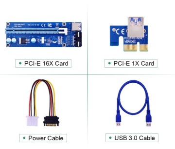Комплект переходника GOLD CHIPAL VER006S PCI-E USB 3.0 Толстый кабель PCI-E MOLEX