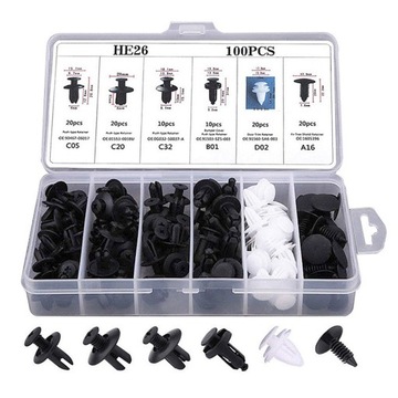Car Fastener long-lasting 6 sizes of car clips - 100 pieces/ box