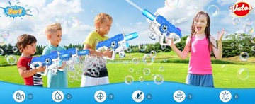 ЭЛЕКТРИЧЕСКИЙ ВОДЯНОЙ ПИСТОЛЕТ СВЕТОДИОДНЫЙ МАШИНА ДЛЯ ПУЗЫРЬКОВ 2В1 + ЖИДКОСТЬ + АККУМУЛЯТОР