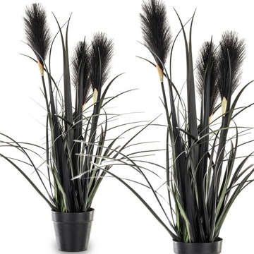 Черная искусственная трава пампаса в горшке диаметром 55 см.
