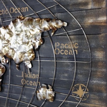 3D металлическая ретро картина на стену для гостиной, кабинета ЛОФТ, КАРТА МИРА 1