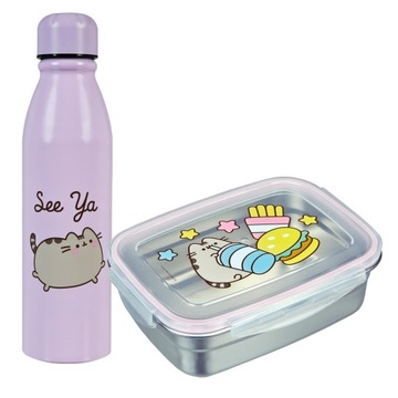 PUSHEEN bidon + śniadaniówka, lunchbox FANTASTYCZNY i trwały