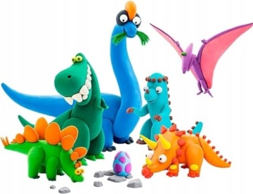 Интерактивный пластилин DINOSAURS / 18 цветов / пластичная масса / HEY CLAY