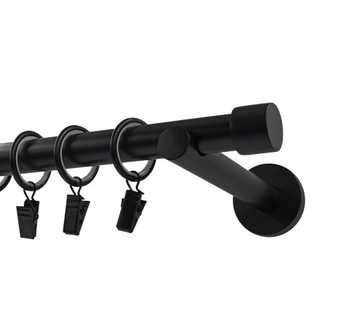 Karnisz pojedynczy METALOWY 19mm CZARNY MAT 200cm LUNA