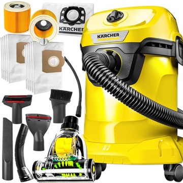 ODKURZACZ PRZEMYSŁOWY WD 3 KARCHER NADMUCH FILTR WORKI 10 SZT TURBOSZCZOTKA