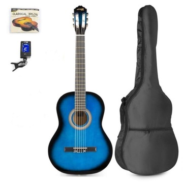 Gitara klasyczna 39' Max Music Niebieska + Fut