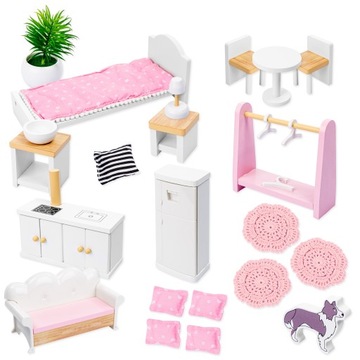 ДЕРЕВЯННЫЙ КУКОЛЬНЫЙ ДОМ XXL АКСЕССУАРЫ МЕБЕЛЬ СВЕТОДИОДНАЯ СВЕТИЛЬНИК KINDERPLAY 100см