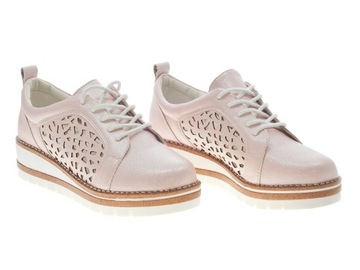 Buty ażurowe na platformie A19-7082 Pink r.39