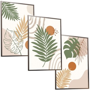30x40 ZESTAW OBRAZY W RAMIE PLAKATY RAMKA MONSTERA NATURA KSZTAŁTY BOHO