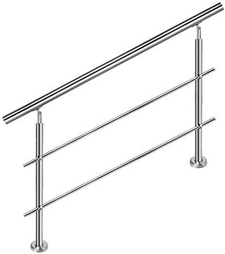 Aufun poręcz ze stali nierdzewnej z 2 słupkami, 80 cm, 2 poprzeczek