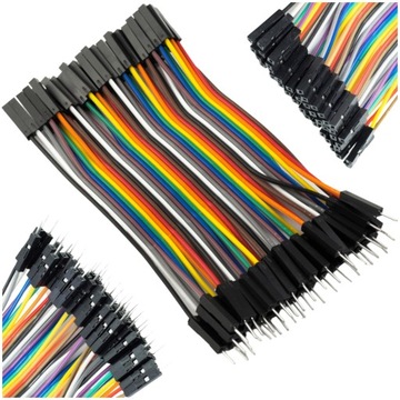 Przewody kable połączeniowe żeńsko-męskie 10cm 40szt | do arduino