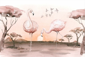 FOTOTAPETA RÓŻOWE FLAMINGI PTAKI SAFARI 368x248